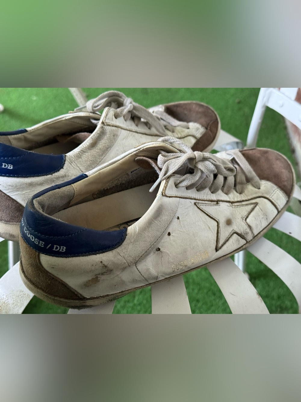 41 Golden Goose Super-Star Sneakers White/tan/blue | Size 41